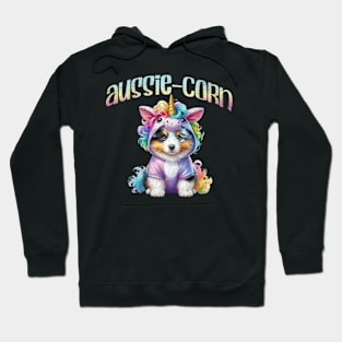 Aussie-corn Australian Shepherd Kawaii Dog Pastel Unicorn Hoodie